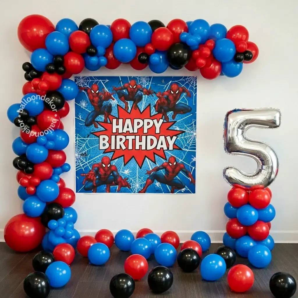 Spider Man Kids Birthday Balloon Decor