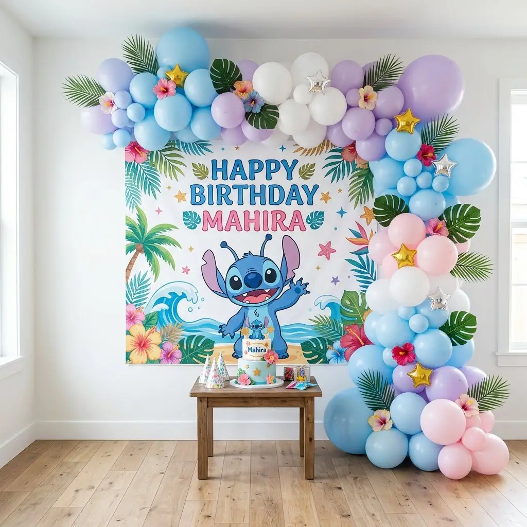 Stitch Birthday Backdrop Decoration