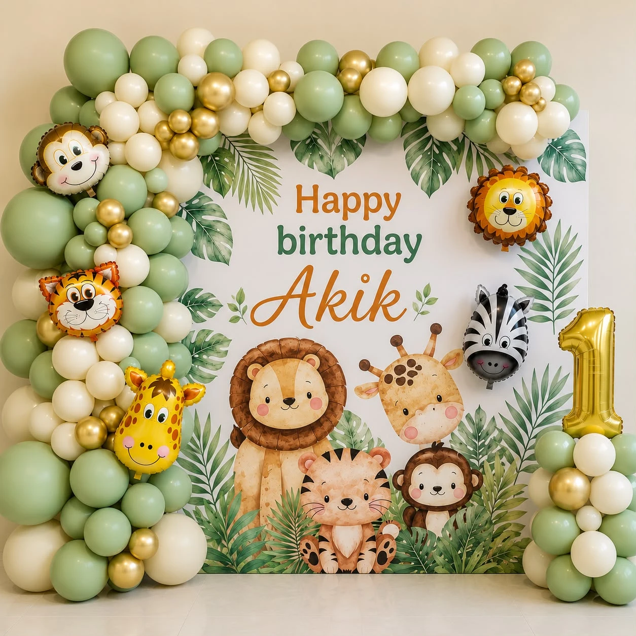 Safari Jungle Theme 1st Birthday Balloon Decoration — Jungle Theme Decoration in Amritsar