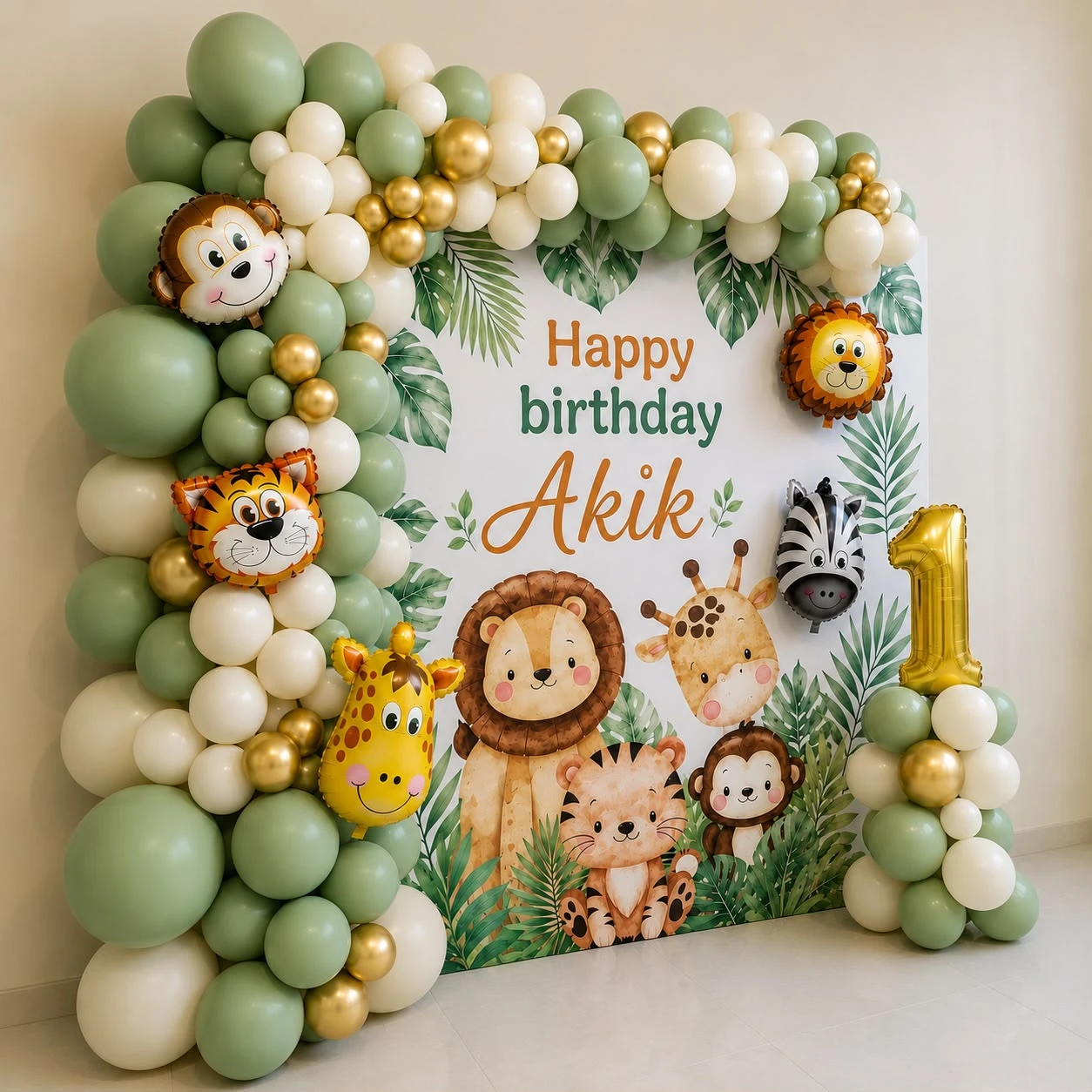 Safari Jungle Theme 1st Birthday Balloon Decoration — thumbnail 2