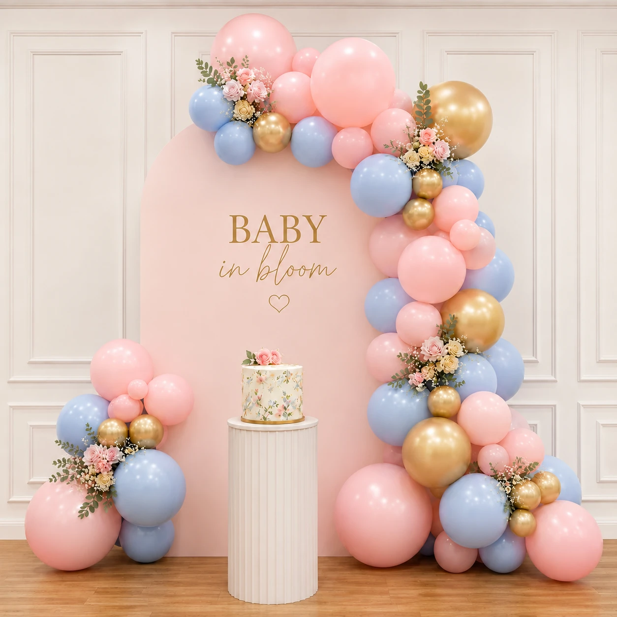Baby in Bloom Pastel Baby Shower Balloon Decoration — Baby Shower Decoration
