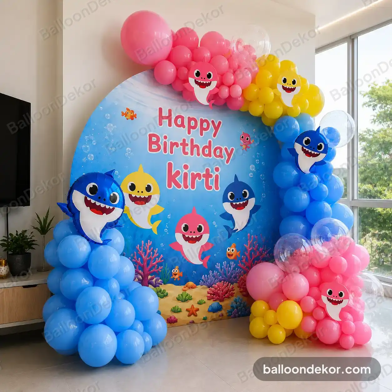 Baby Shark Theme Birthday Balloon Decoration — thumbnail 2