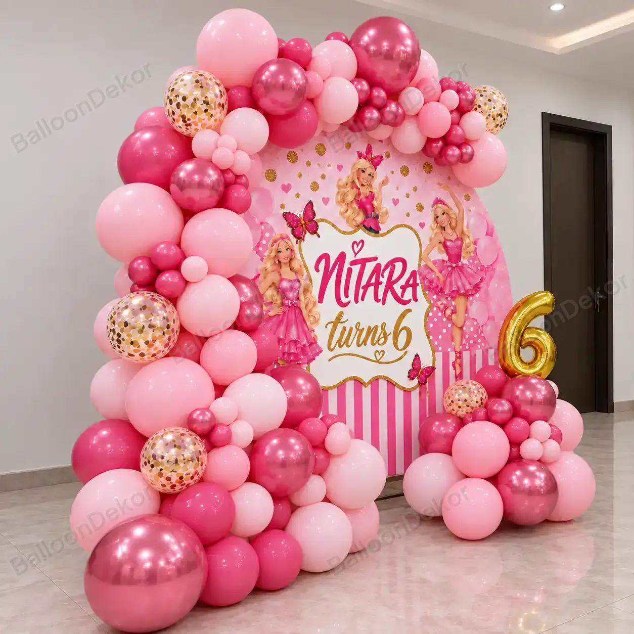 Barbie Theme Birthday Balloon Decoration — thumbnail 2