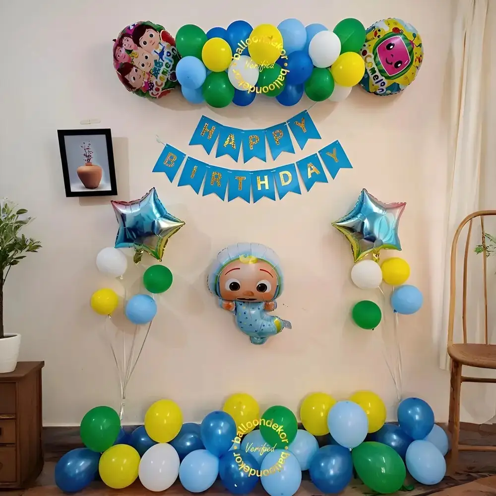 Basic Cocomelon Setup — Balloon Decoration at Home by Expert Decorators