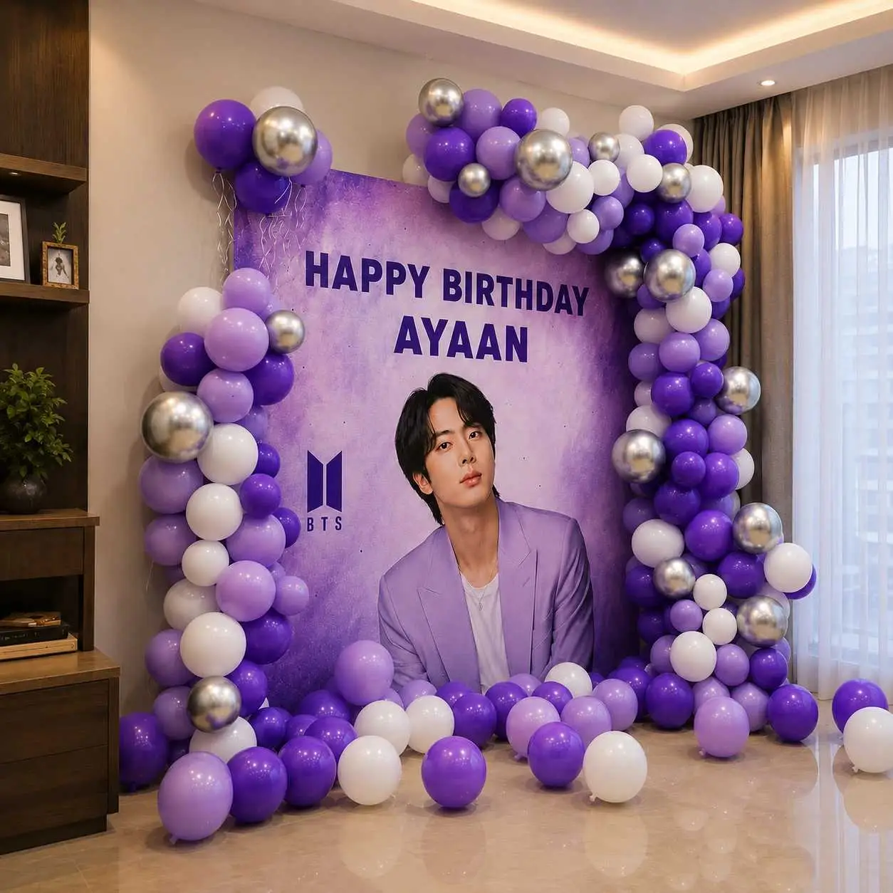 BTS Theme Purple Balloon Decoration — thumbnail 2