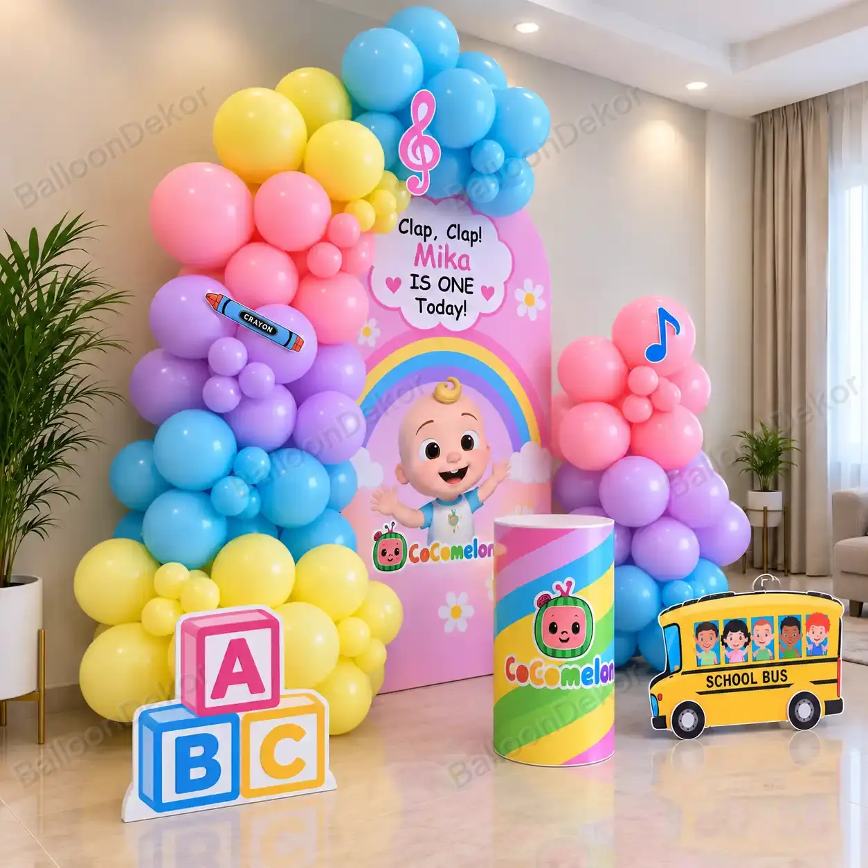 Cocomelon Happy Tunes Birthday Balloon Decoration — photo 2