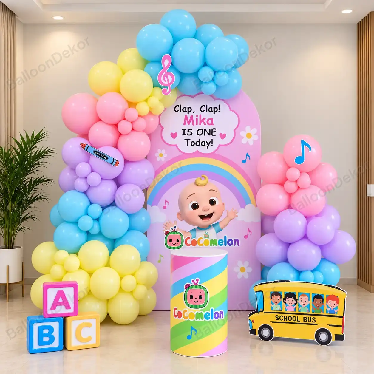 Cocomelon Happy Tunes Birthday Balloon Decoration