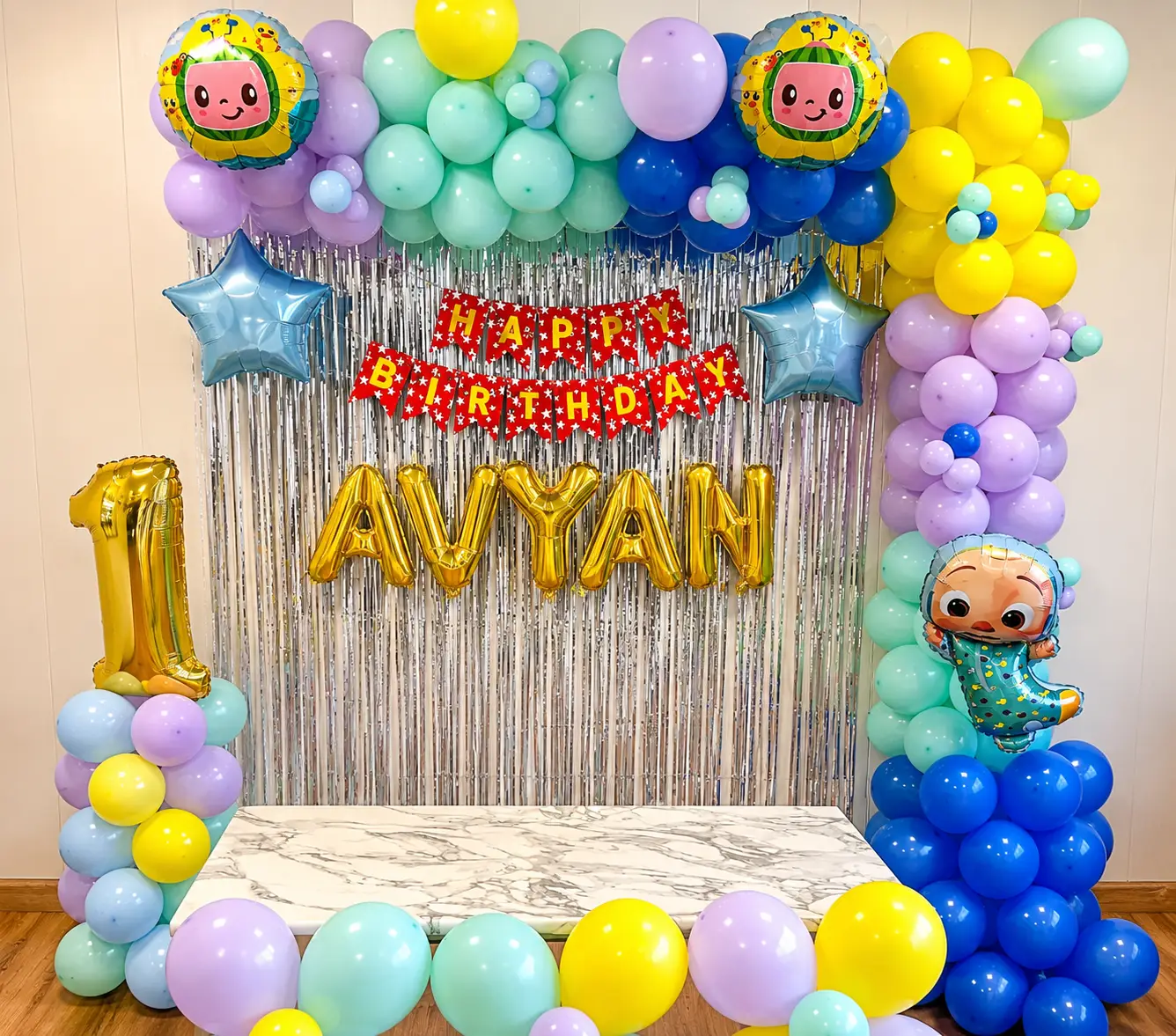 Colorful Cocomelon Theme Balloon Decoration — thumbnail 2