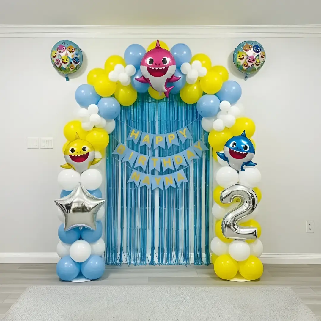 Cute Baby Shark Birthday Balloon Setup — thumbnail 2