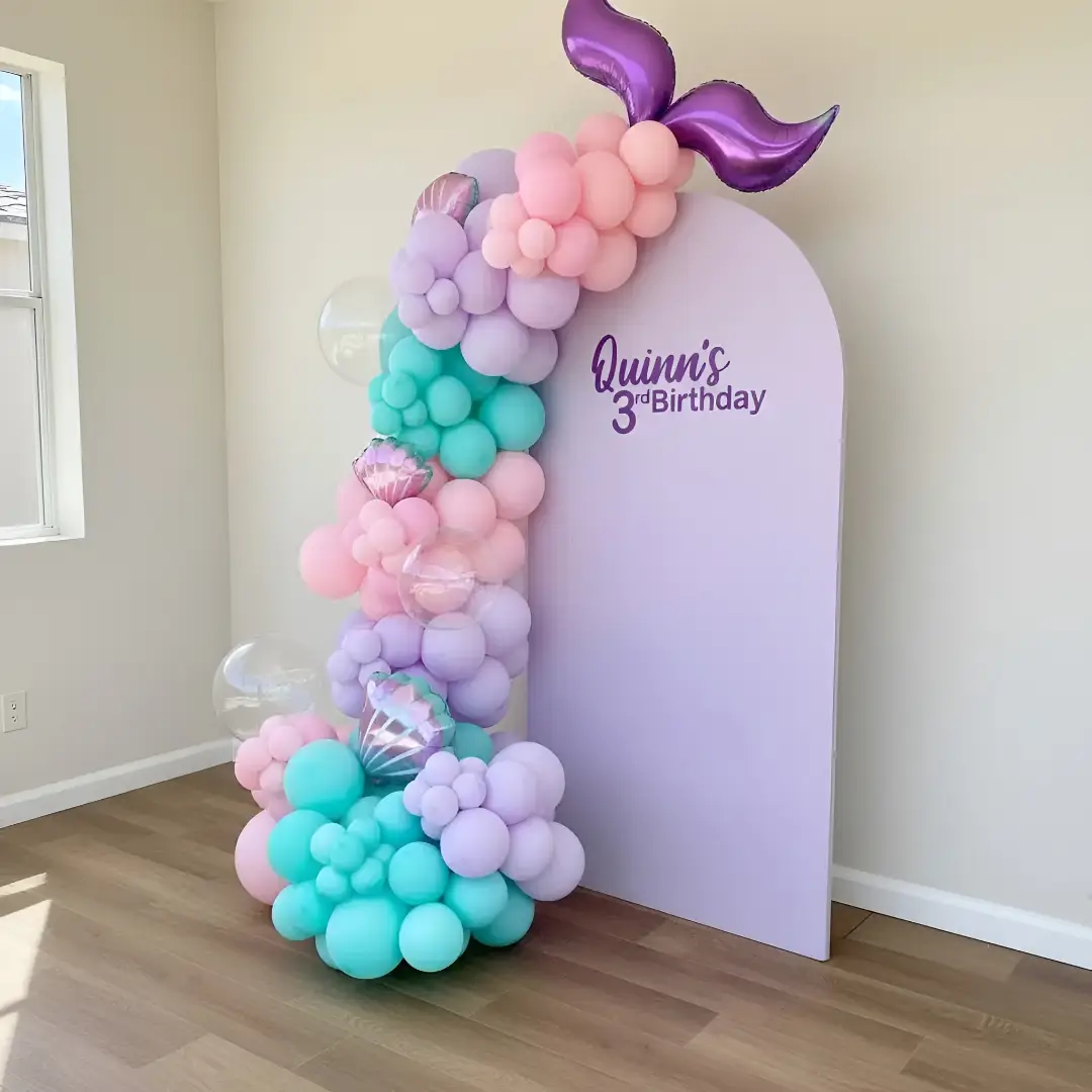 Mermaid Theme Kids Birthday Balloon Setup — thumbnail 2