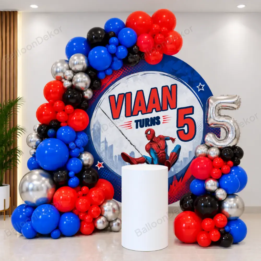 Spiderman Birthday Adventure Decoration — Kids Theme Balloon Decoration in Kolkata