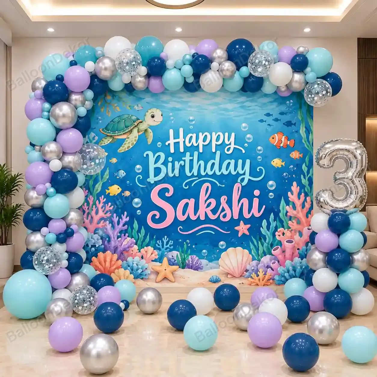 Underwater Theme Birthday Balloon Decoration — Baby Shark Theme Decoration