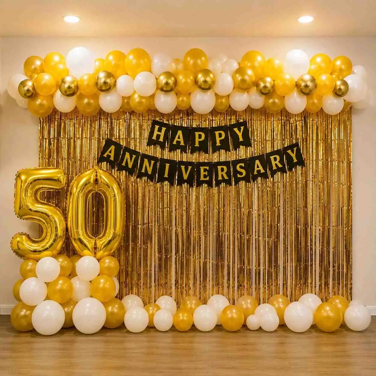 Golden 50th Anniversary Balloon Decoration