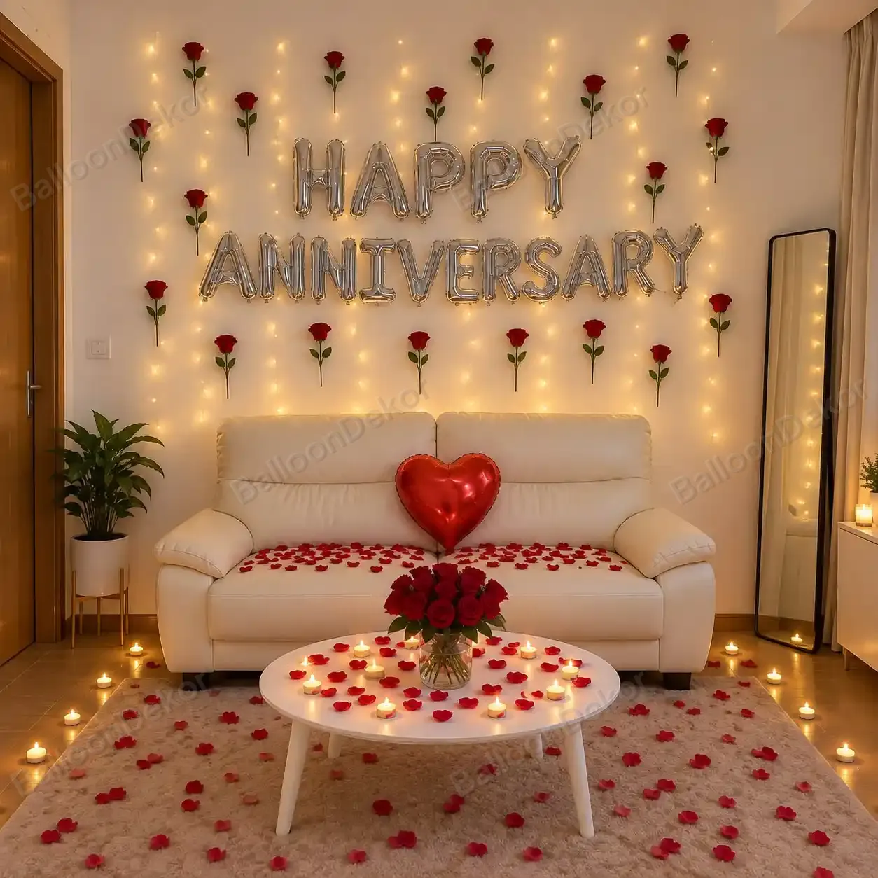Romantic Anniversary Rose Decor — Anniversary Decoration Services Across India