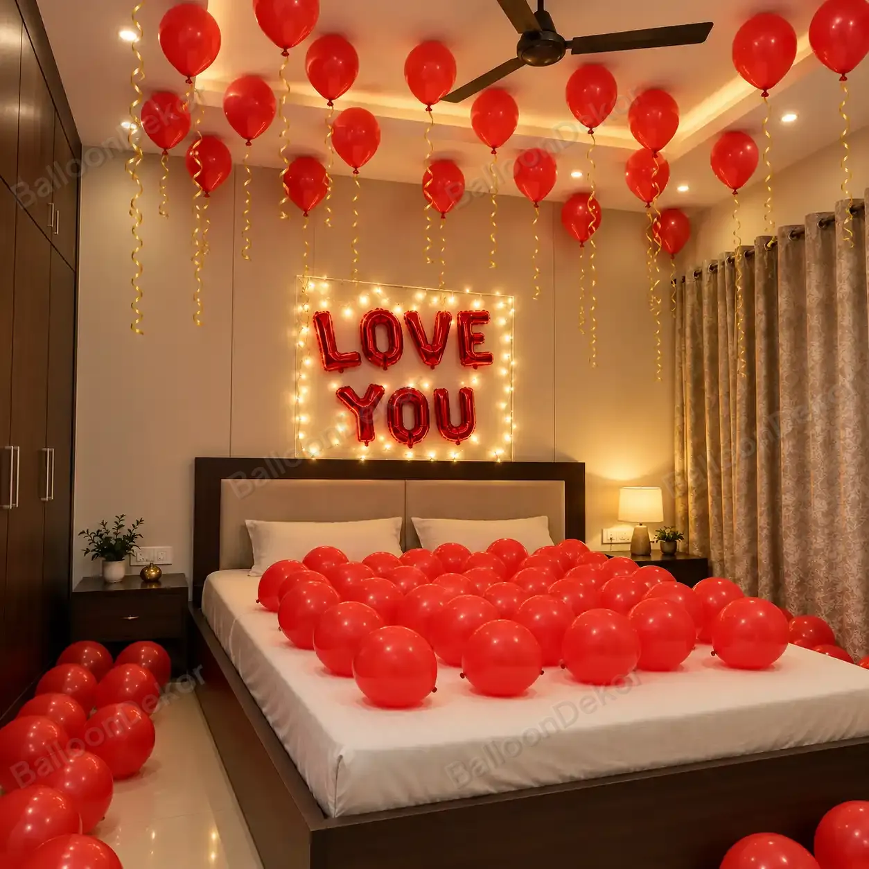 Romantic Bedroom Surprise Balloon Decoration — thumbnail 2