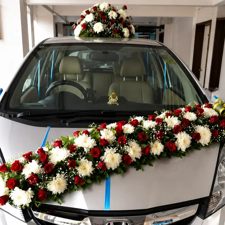 Premium Wedding Car Floral Decoration — thumbnail 2