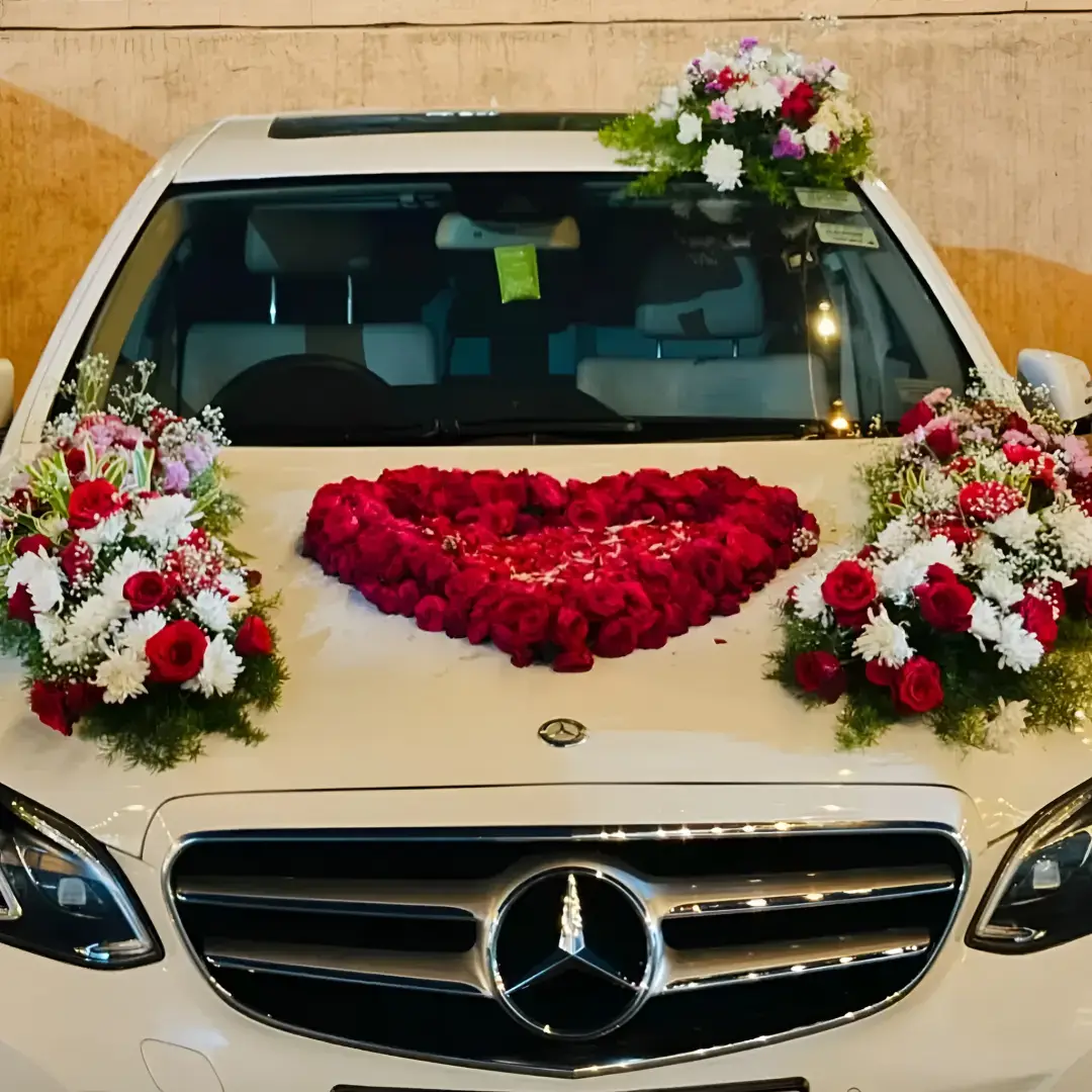 Simple Romantic Wedding Car Decoration — thumbnail 2