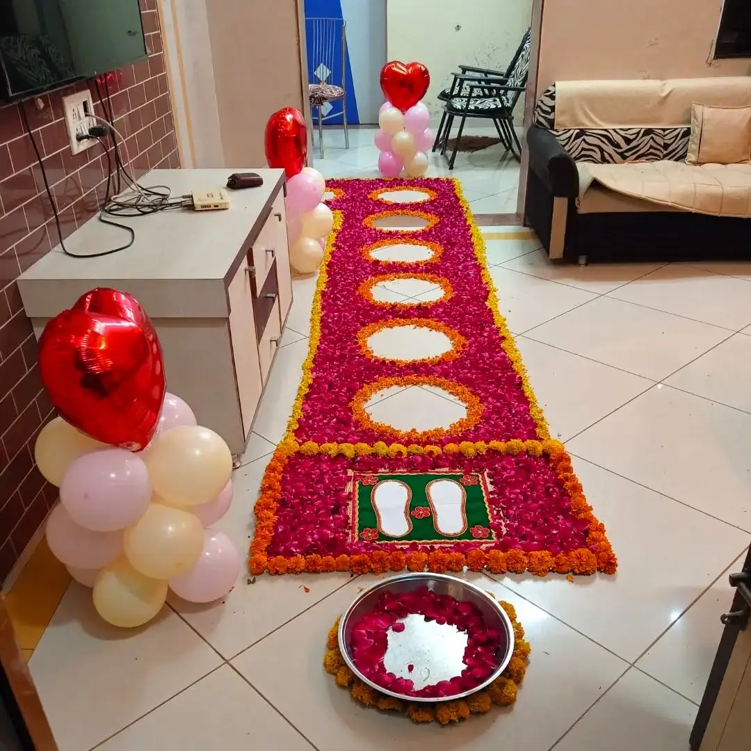 Bridal Welcome Decoration at Home with Flowers