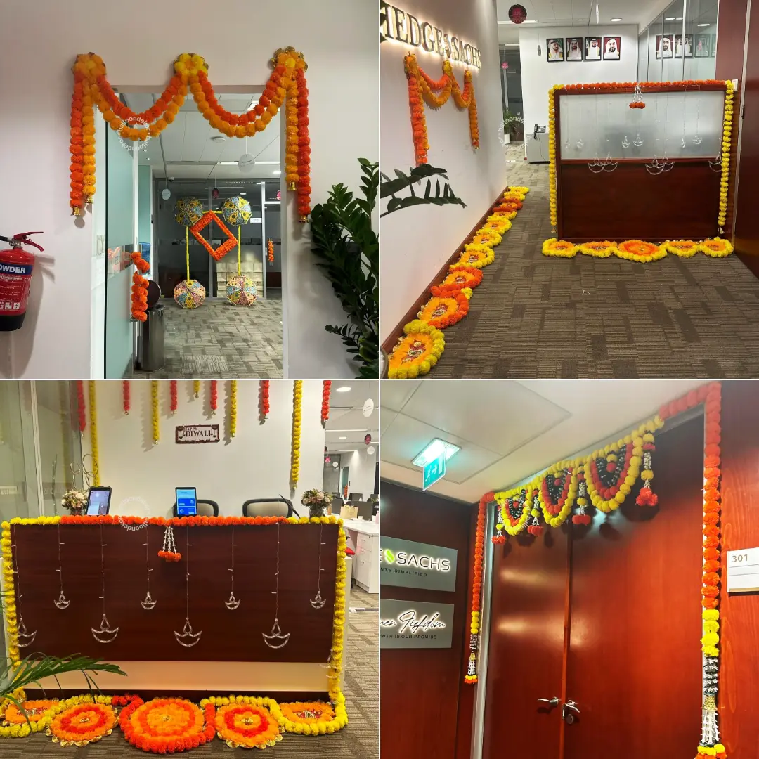 Garland And Lights Office Diwali Decoration