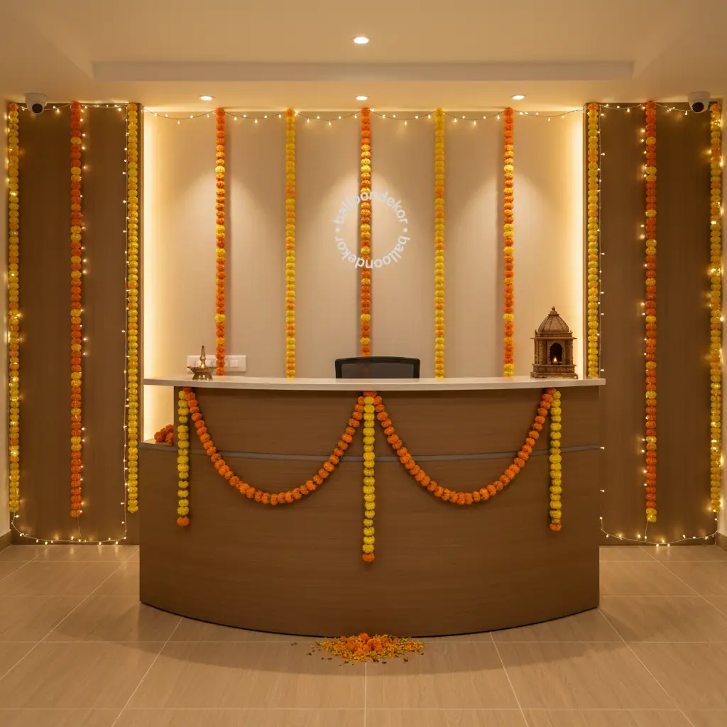 Reception Decor With Garland And Fairy Light