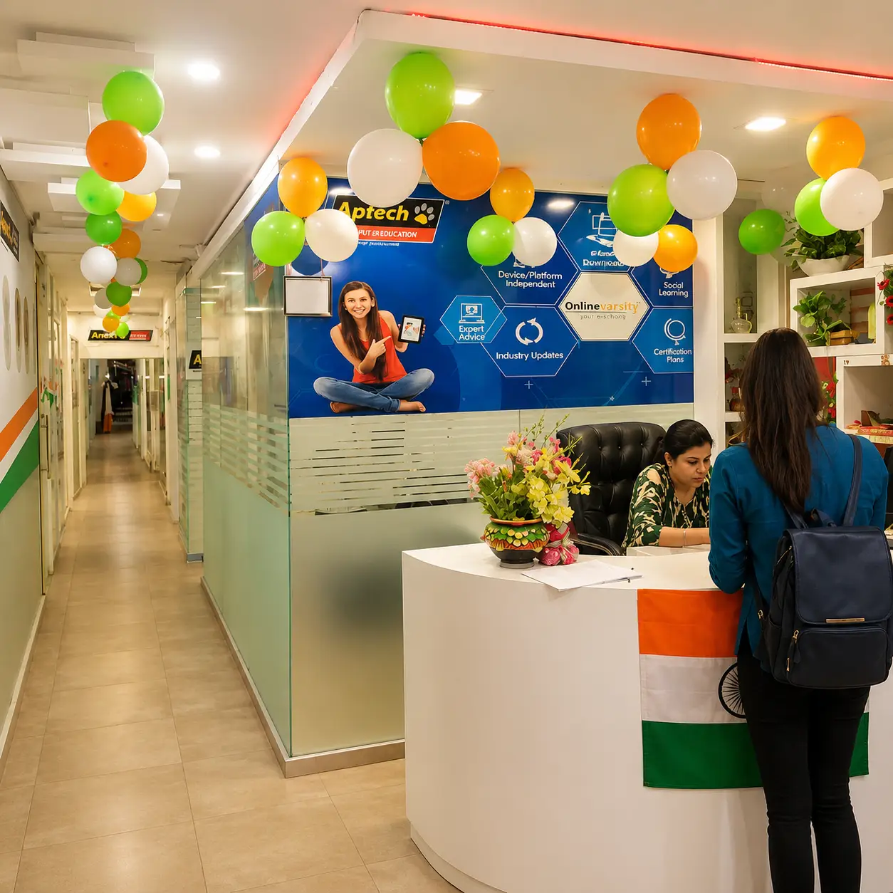 Tricolor Office Reception Decoration — Independence Day Decoration Service in India