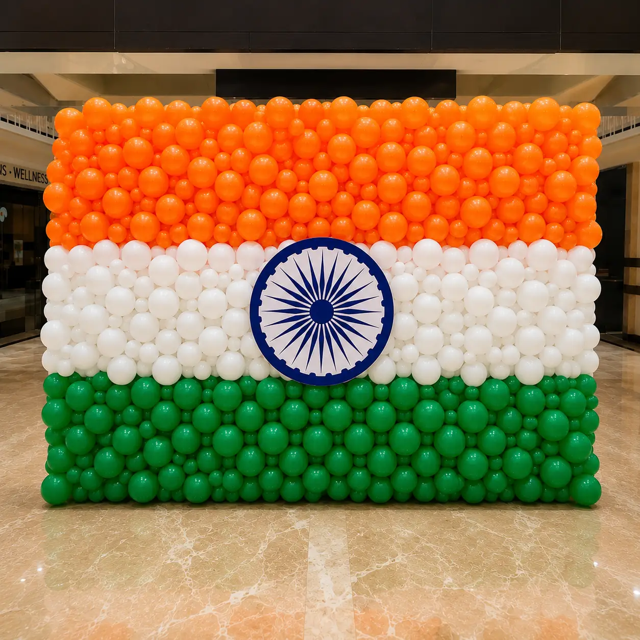 Indian Flag Theme Balloon Wall Decoration — Independence Day Decoration Service in India