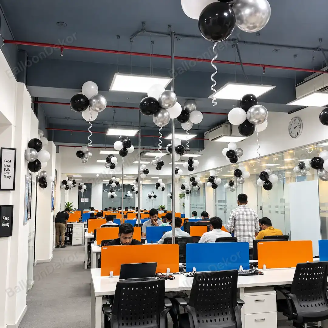 Black & White Balloon Decor for Office Event — photo 2