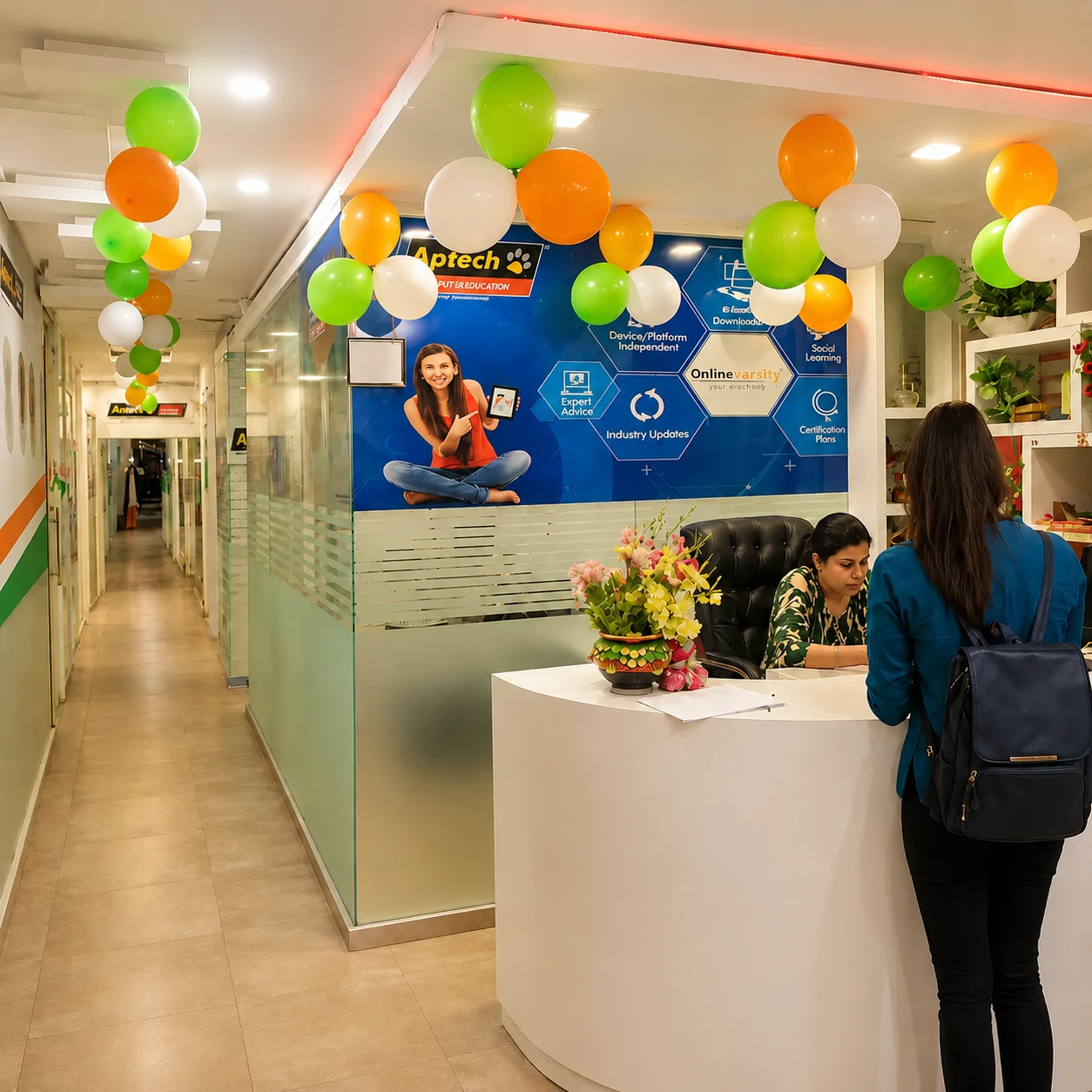Tricolor Office Reception Decoration — Independence Day Decoration Service in India