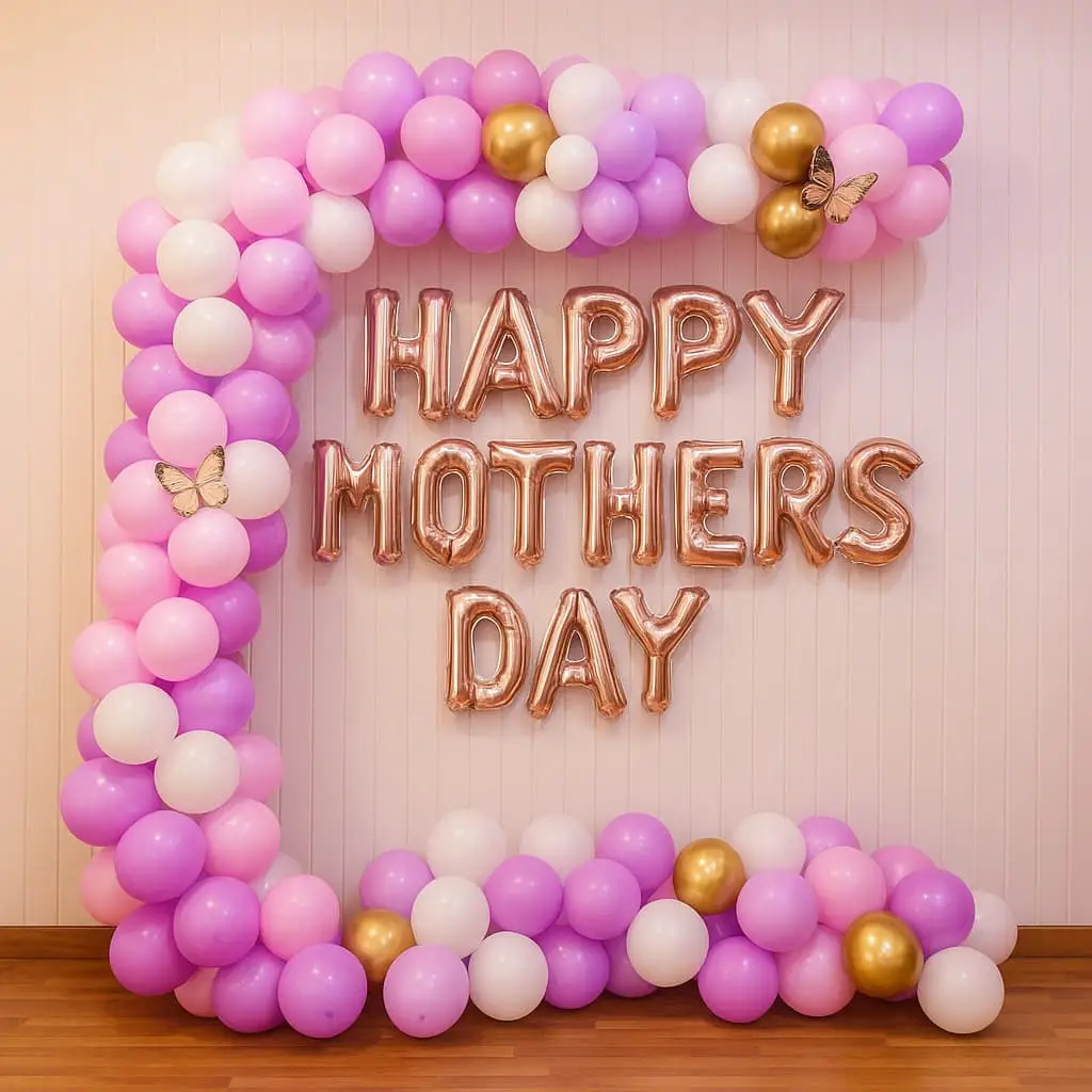 Mothers Day Decoration with Balloons at Home