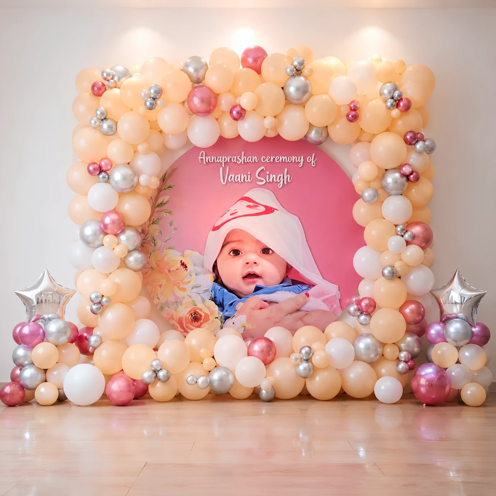 Premium Round Balloon Decoration for Annaprashan