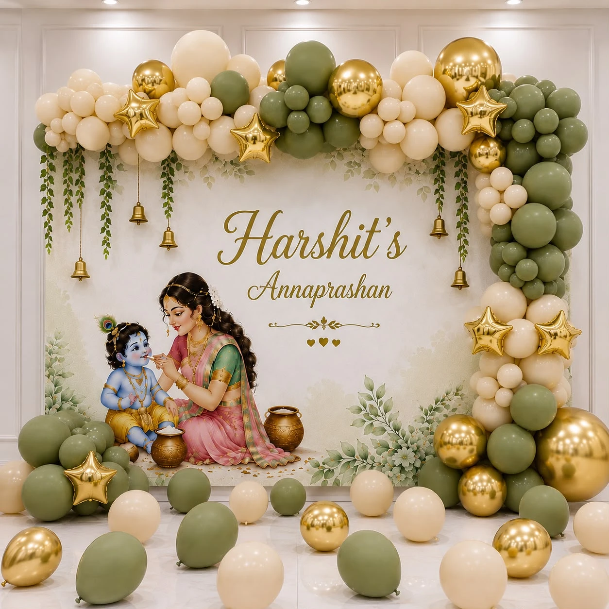 Elegant Traditional Annaprashan Balloon Decoration — Annaprashan Decoration