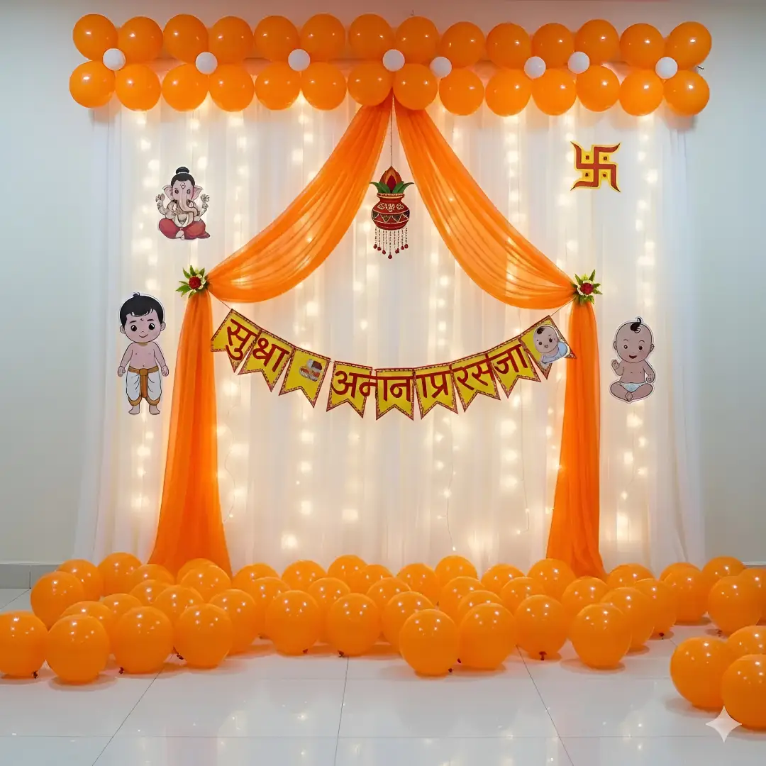 Simple Annaprashan Balloon Decor — Annaprashan Decoration