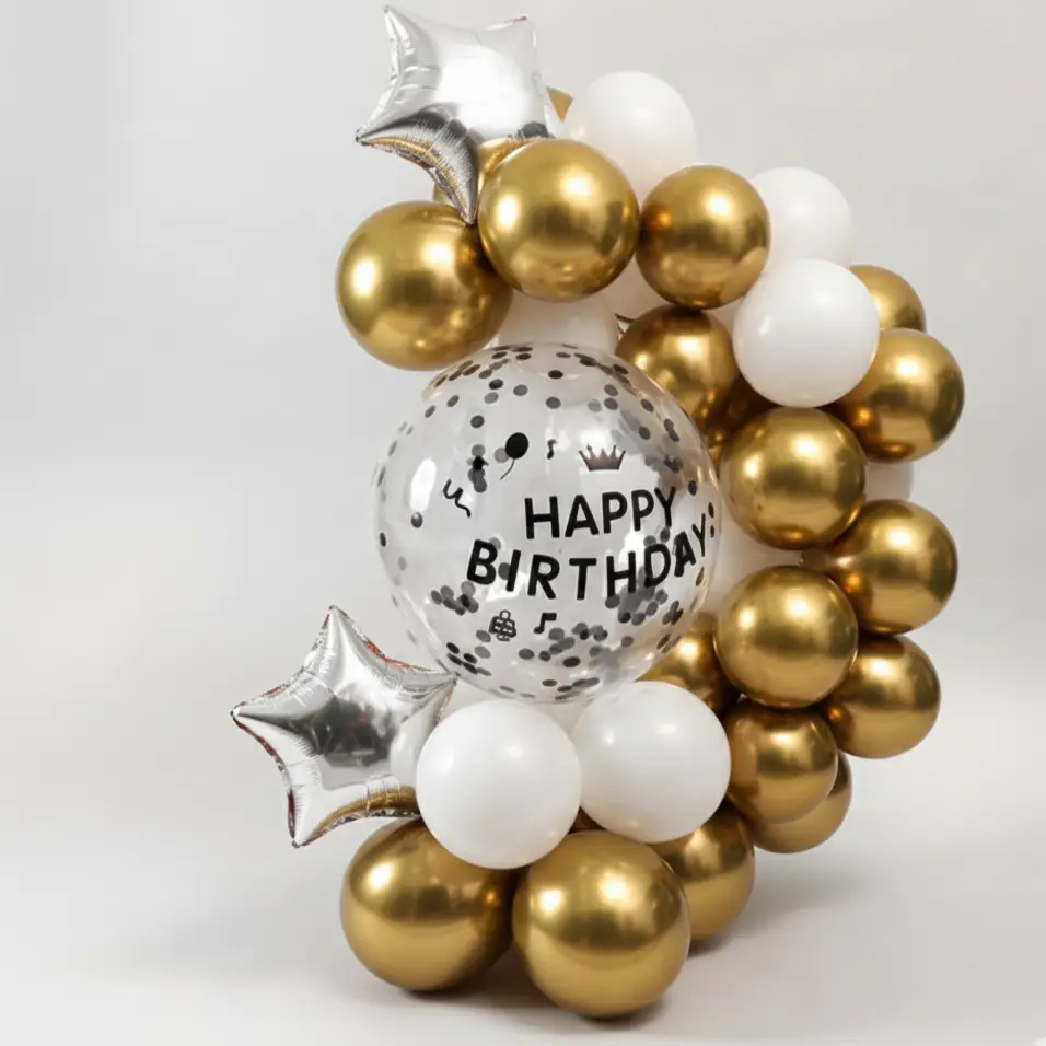 Golden Glow Birthday Balloon Bouquet 