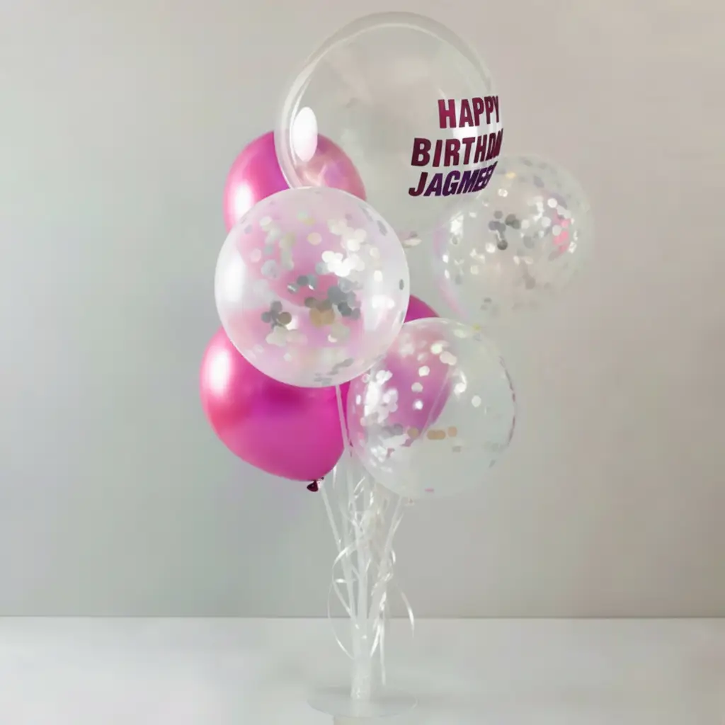Pink And White Customized Balloon Bouquet