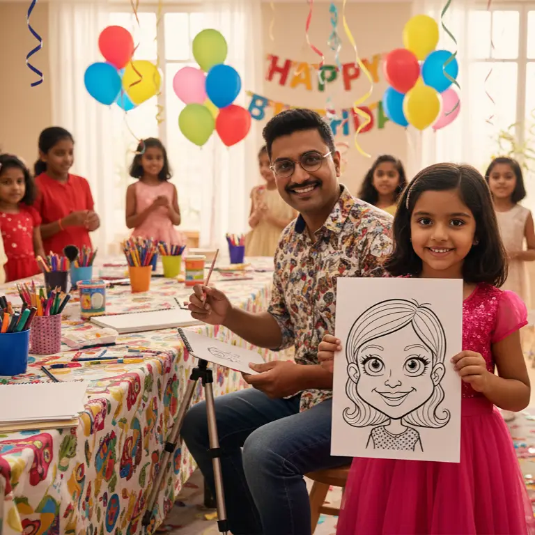 Caricature for kids birthday party 