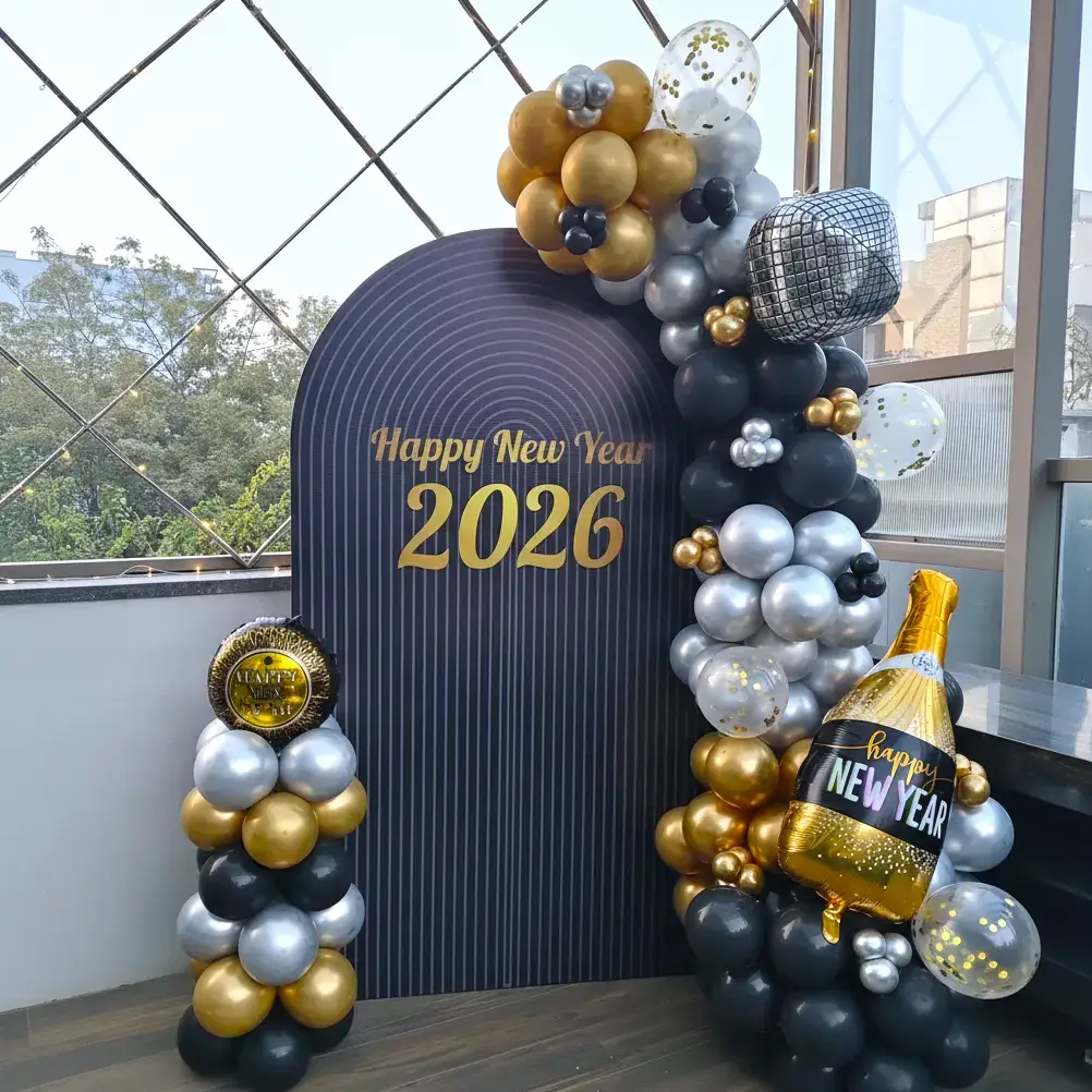 New Year Party Backdrop Setup