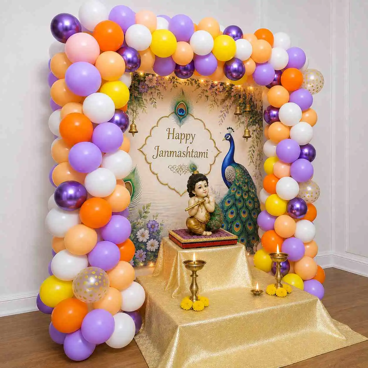 Colorful Janmashtami Krishna Balloon Decoration — thumbnail 2