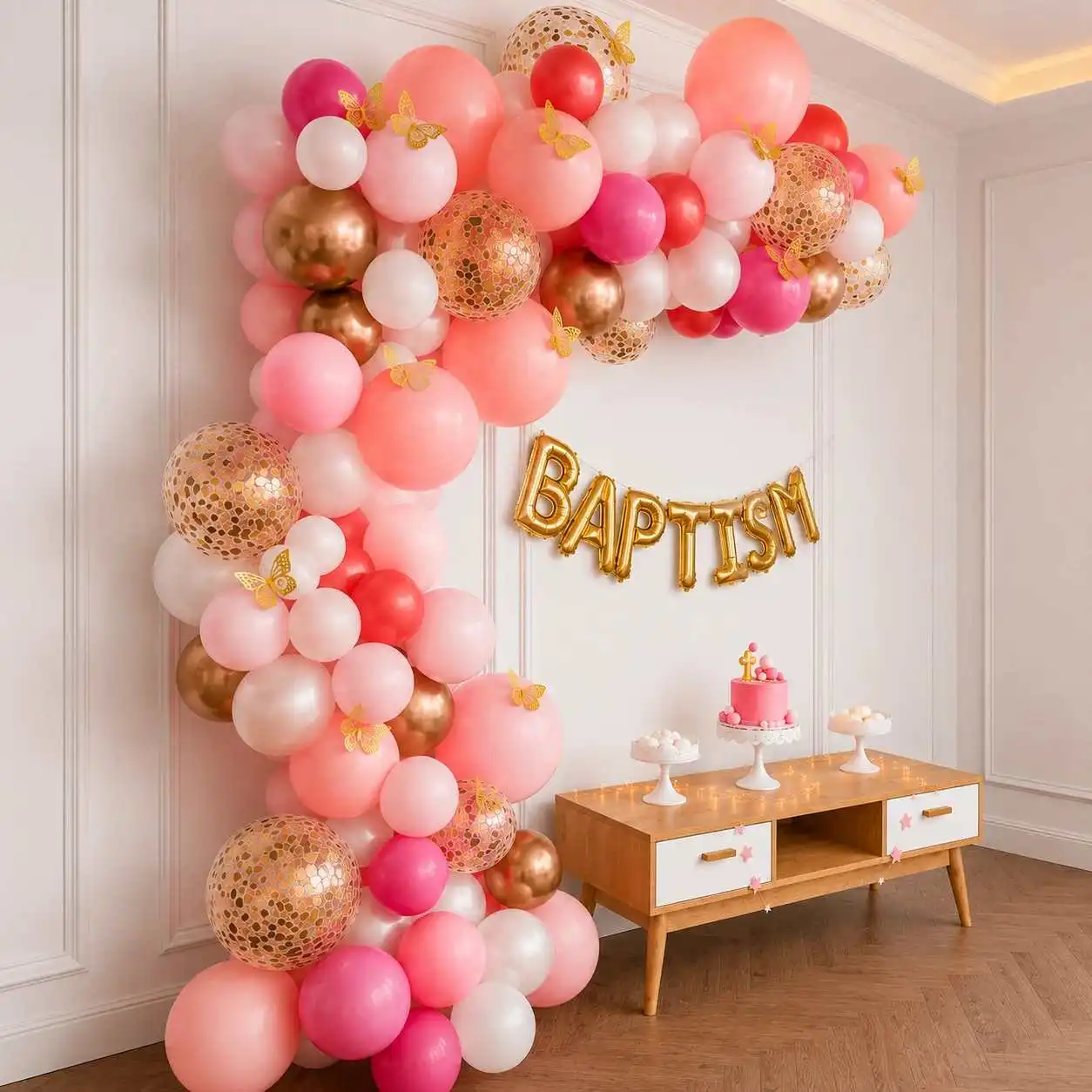 Elegant Pink Baptism Balloon Decoration — thumbnail 2