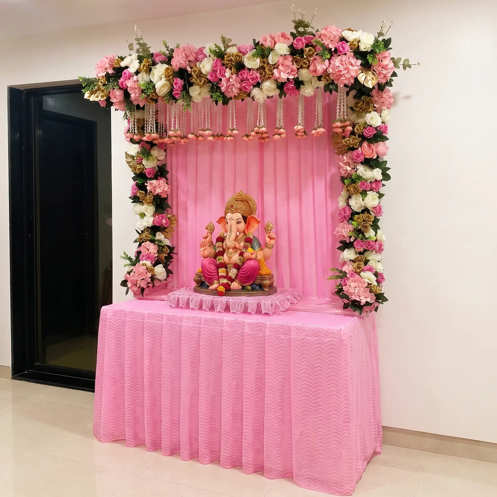 Simple Flower Decoration for Ganpati Celebration — thumbnail 3