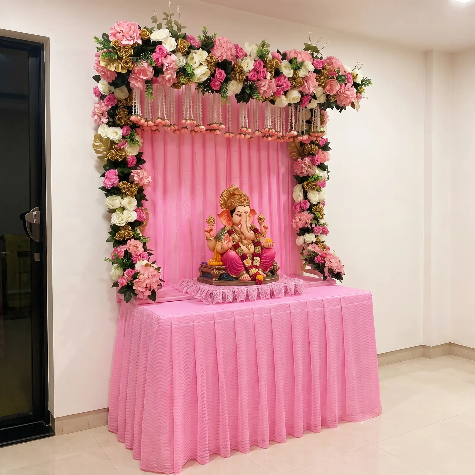 Simple Flower Decoration for Ganpati Celebration — thumbnail 2