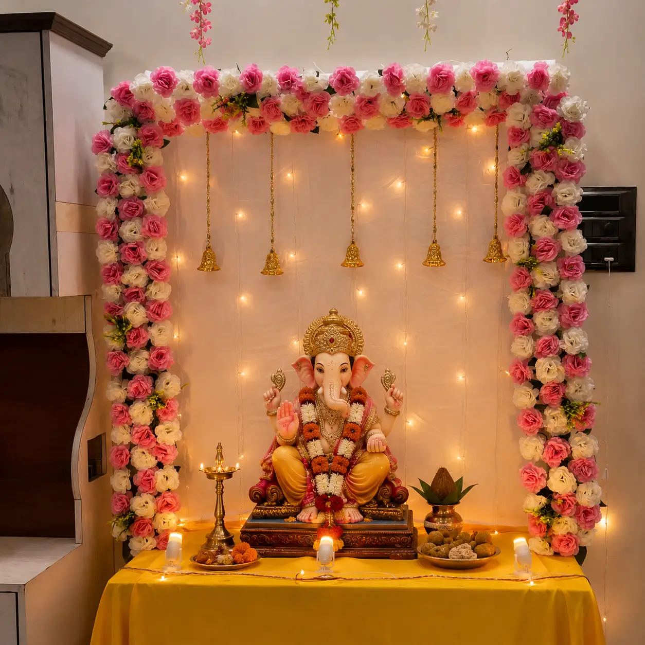 Beautiful Ganpati Home Decoration — Ganpati Decoration for Home, Office & Pandal