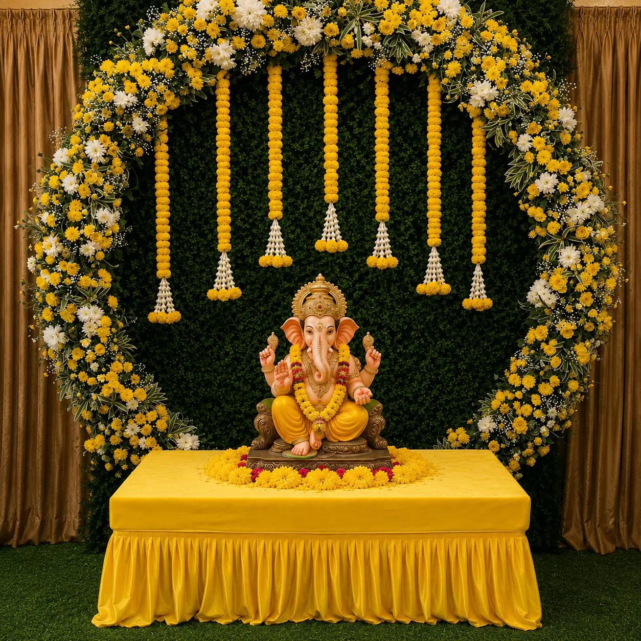 Ring Backdrop Decoration for Ganpati Puja — Ganpati Decoration for Home, Office & Pandal