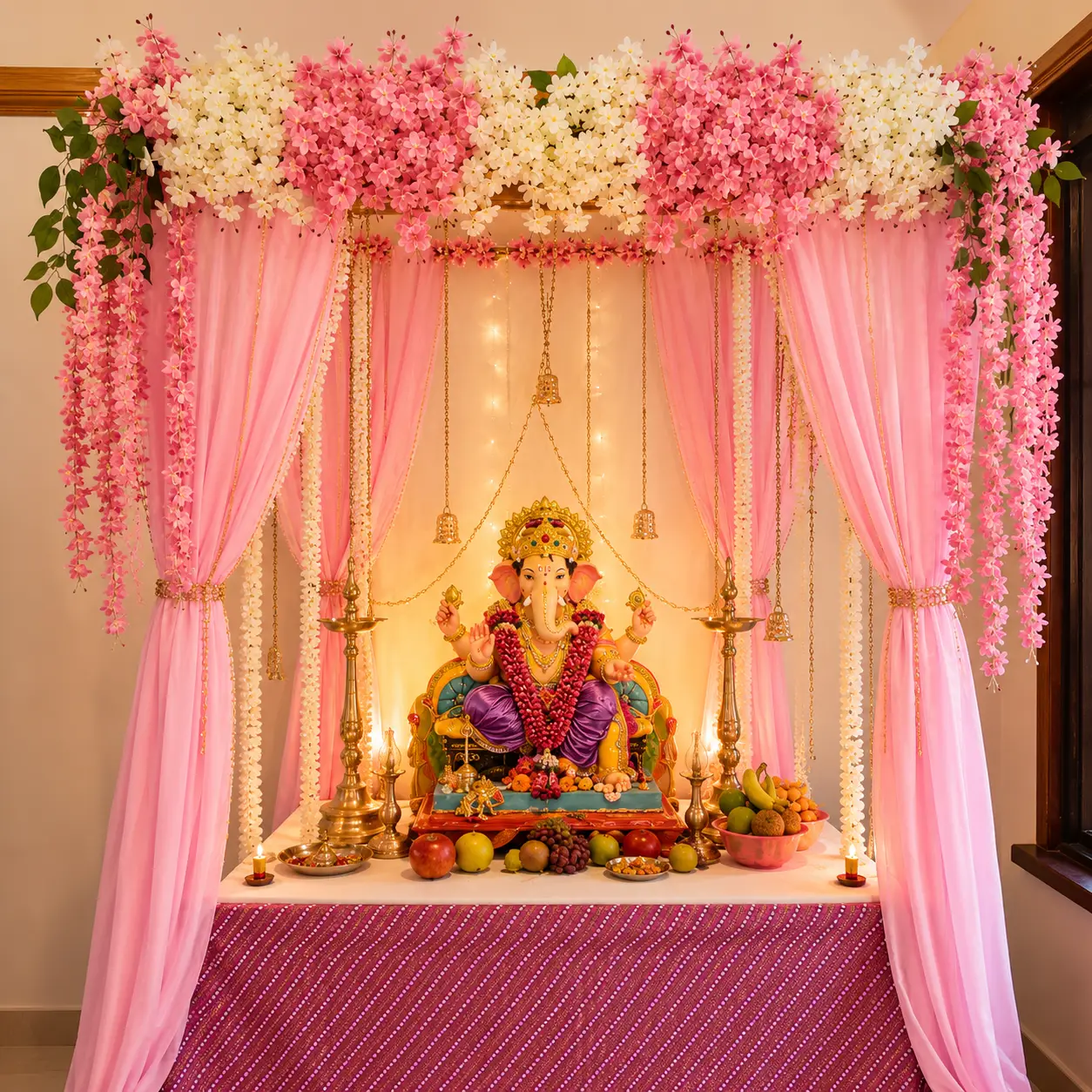Floral Ganpati Decoration — Ganpati Decoration for Home, Office & Pandal