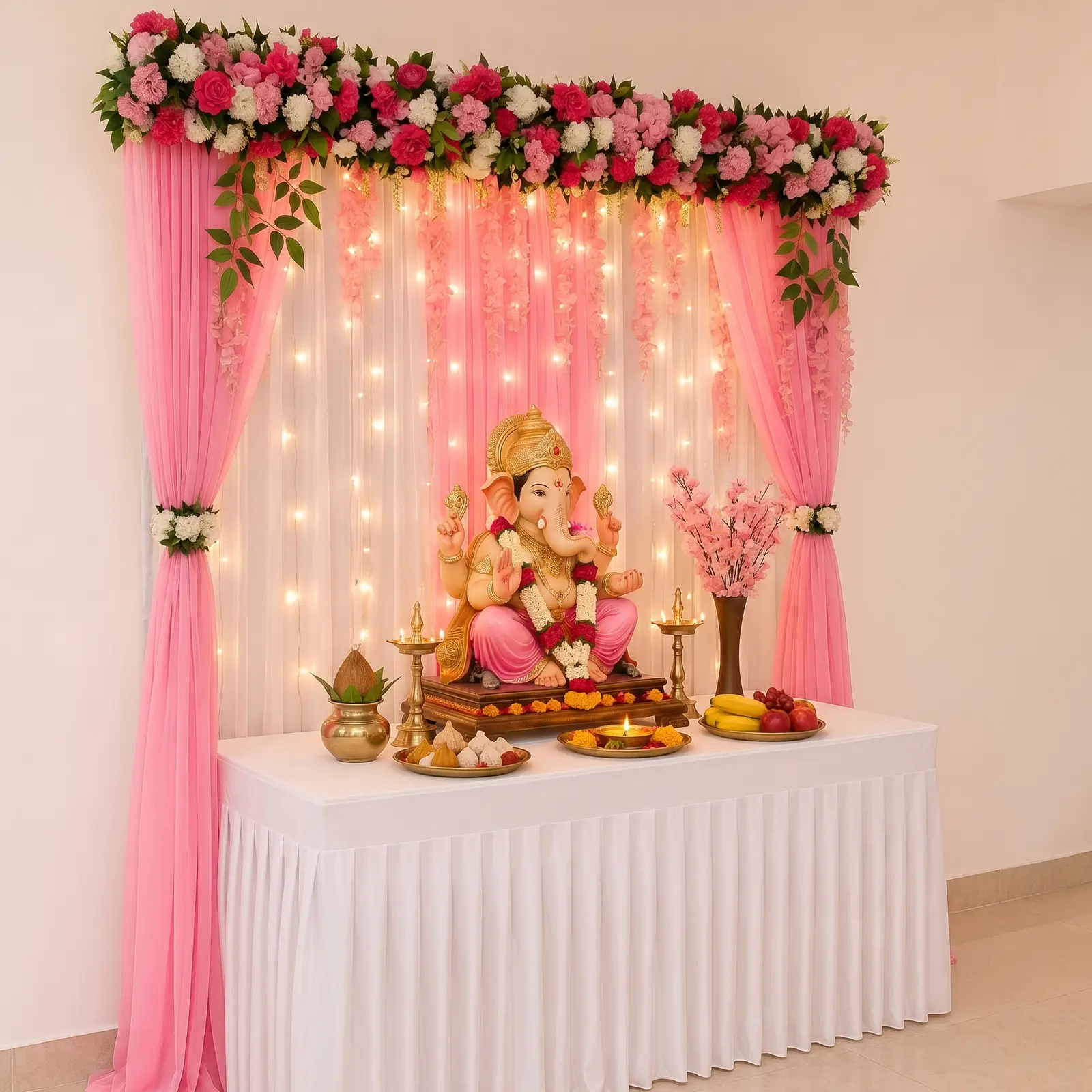 Flower Backdrop for Ganpati Celebration — thumbnail 2