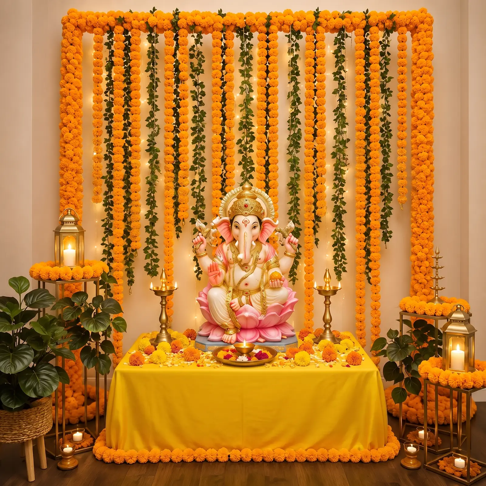 Blooming Ganpati Decoration — Ganpati Decoration for Home, Office & Pandal