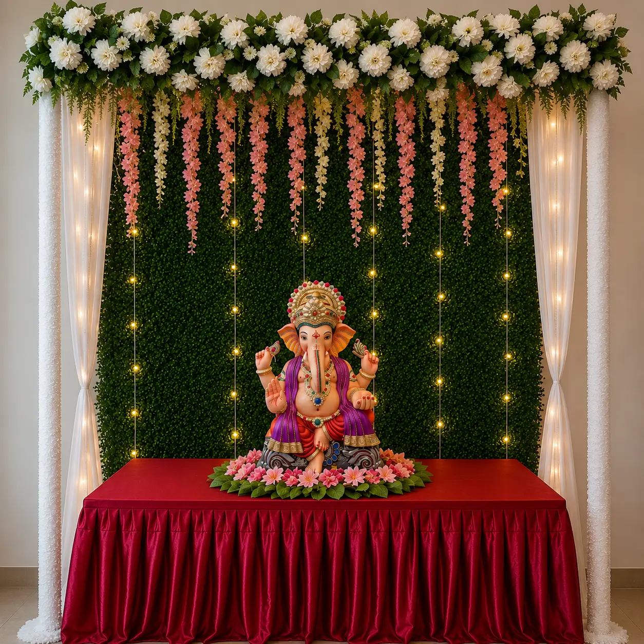 Eco-Friendly Ganpati Backdrop Decoration — Ganpati Decoration for Home, Office & Pandal
