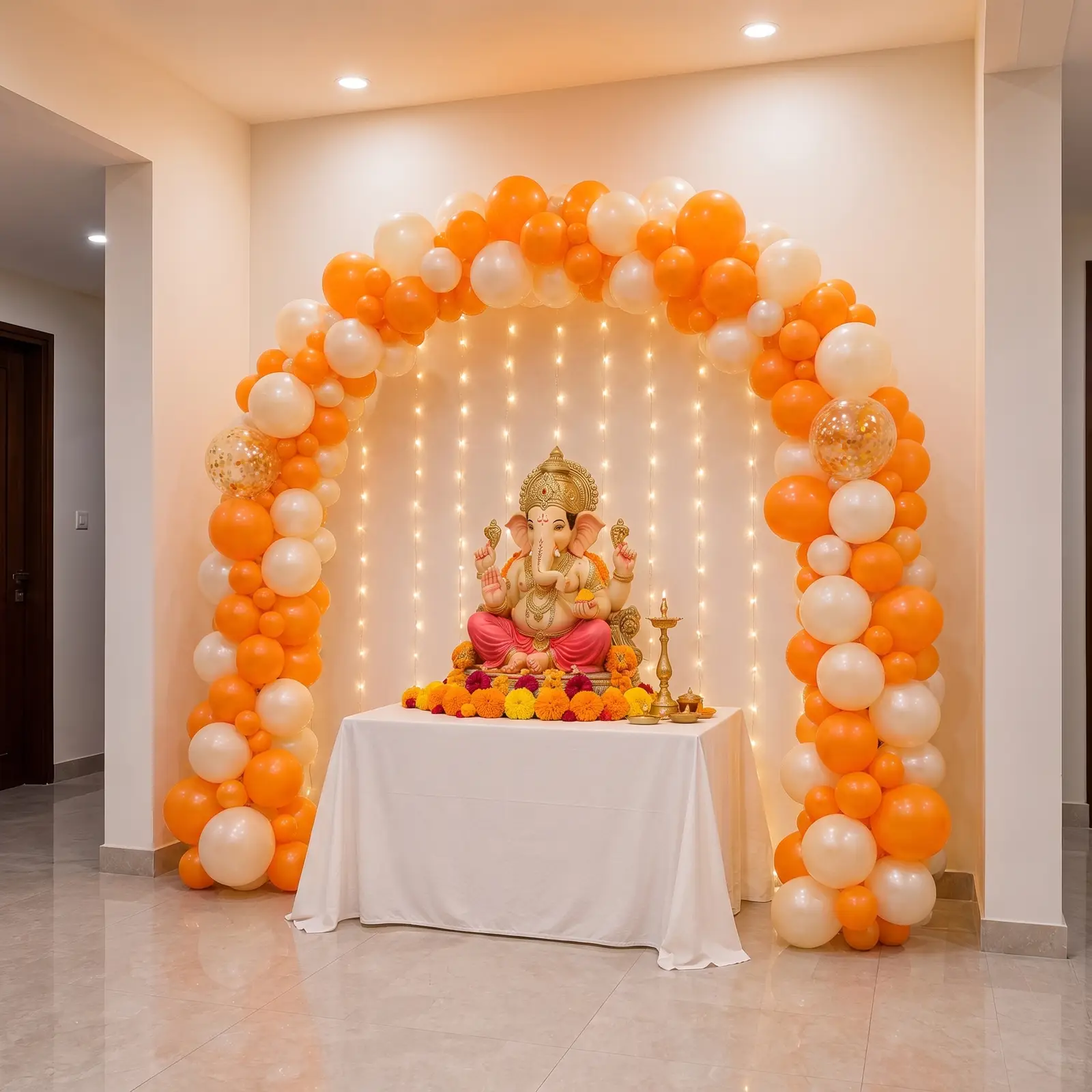 Simple Ganpati Balloon Arch Decoration — thumbnail 2
