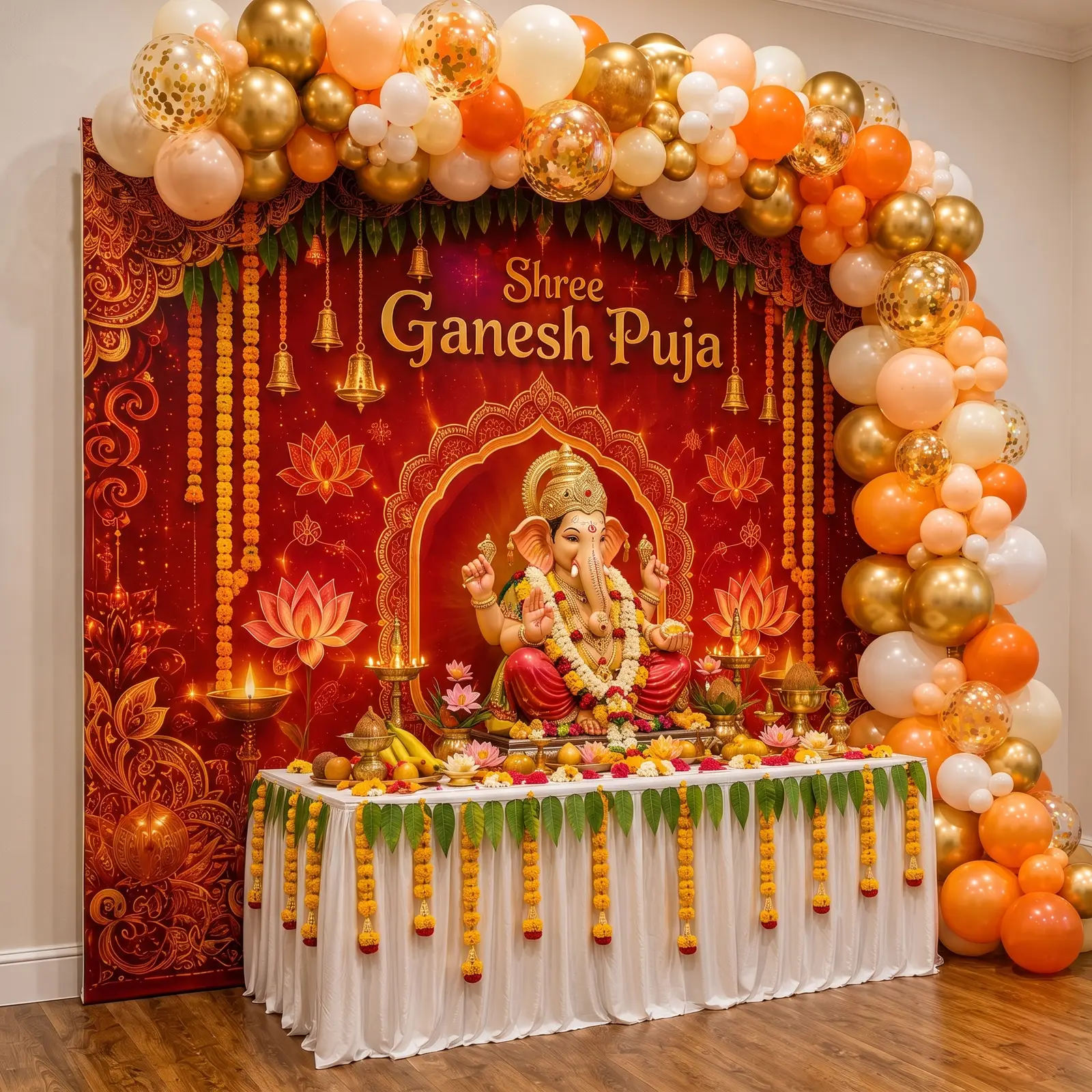 Shree Ganesh Balloon Backdrop Decoration — thumbnail 2
