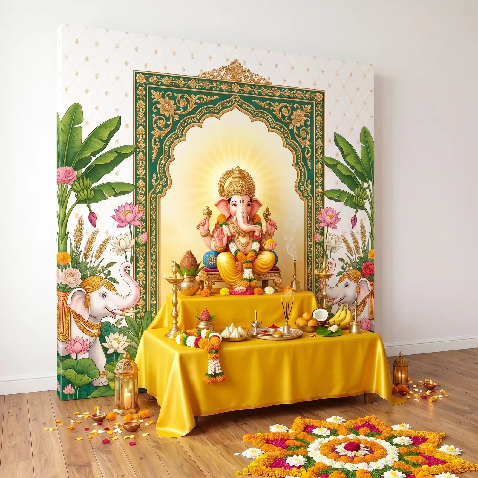 Traditional Style Ganpati Backdrop Decor — thumbnail 2