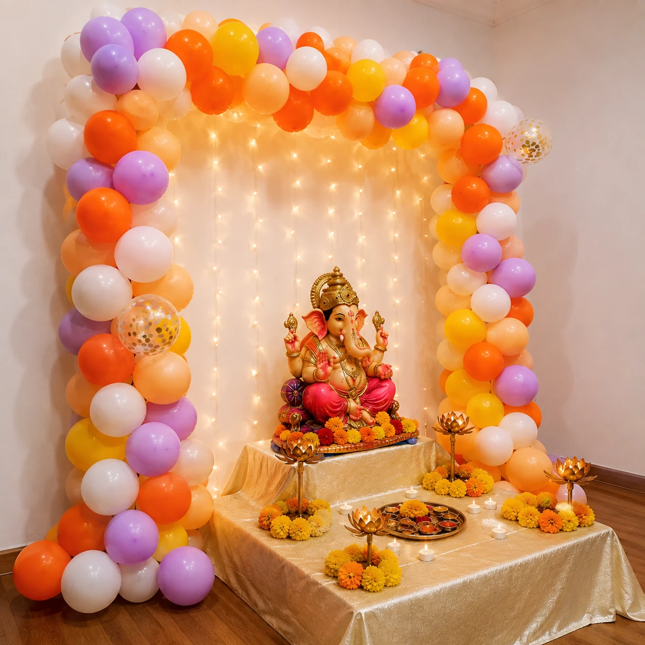Ganpati Mandap Decoration with Balloon — thumbnail 2
